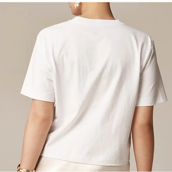 J Crew Relaxed Premium Weight Cropped T Shirt M White NWT Top CA839 J.Crew - Picture 2 of 5